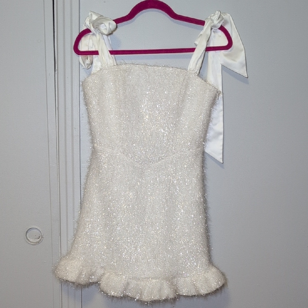 Elegant White Dress with Bow Straps